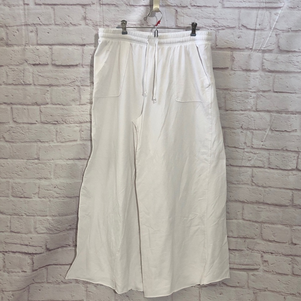 Wide Leg White Drawstring Sweat Pants XL-XXL no label NWOT